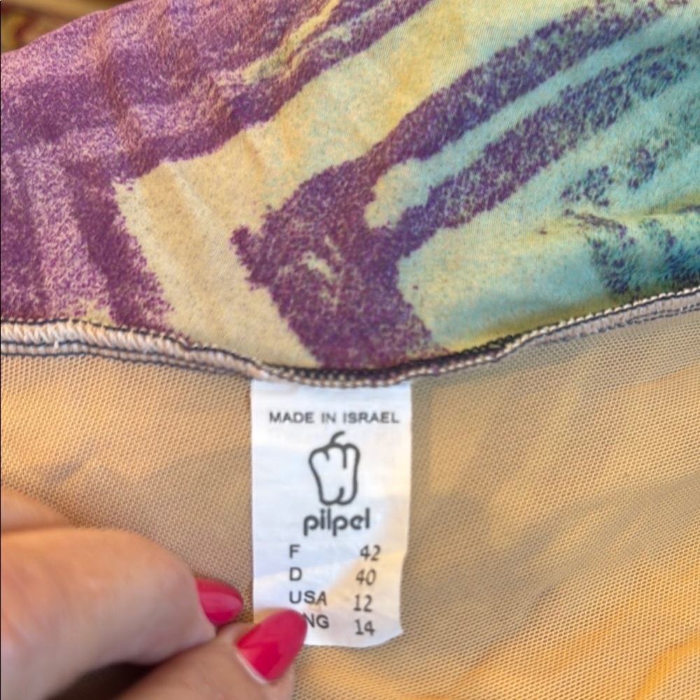 Pilpel Multicolor Chevron One-Piece Swimsuit Size 12 - Picture 3 of 5